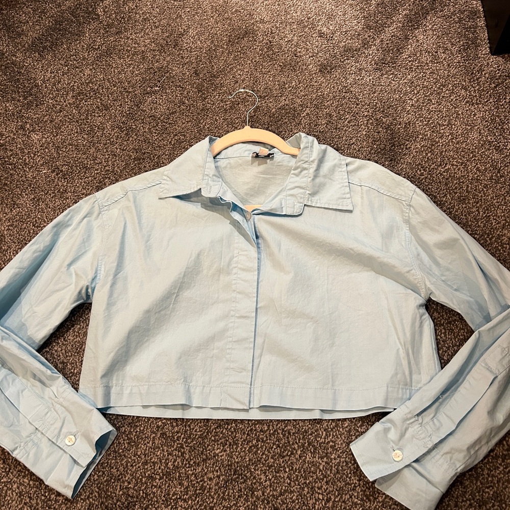 La Hearts Light Blue Cropped Blouse